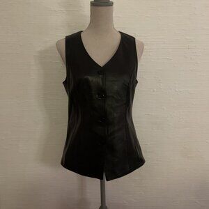 Danier Black Leather Vest, Made in Canada